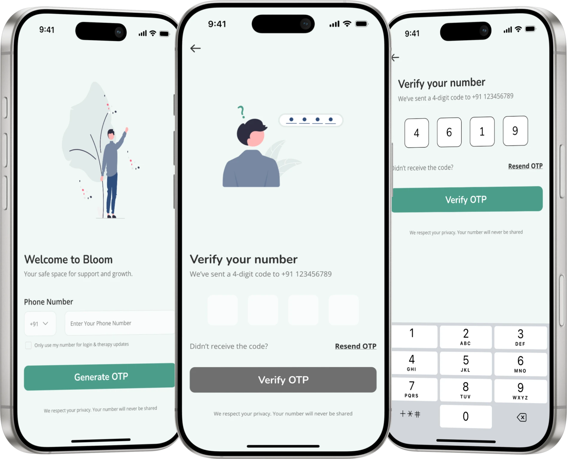 Bloom sign up and login walkthrough — Bloom in a Word, Verify Yourself, Enter code