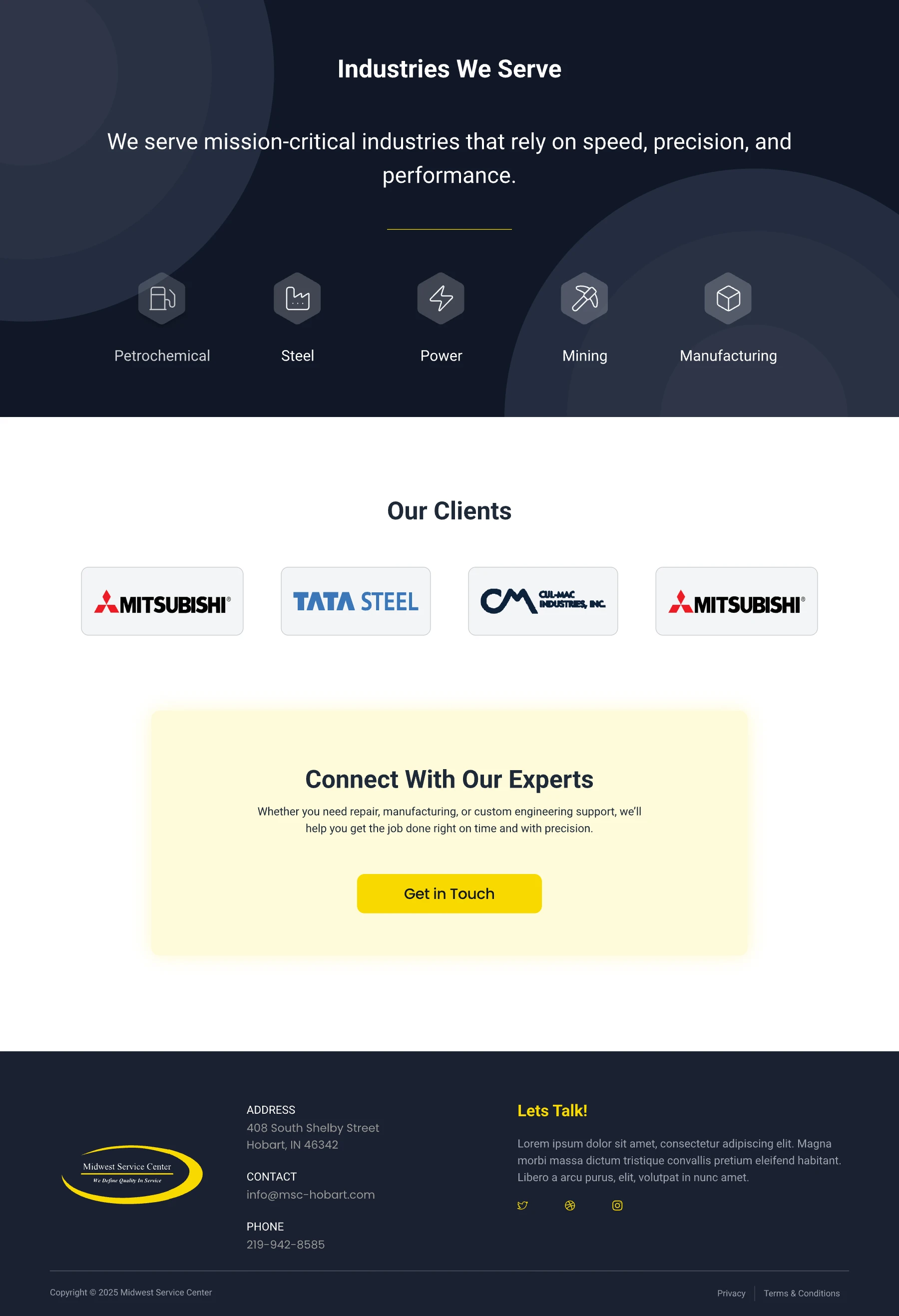 Midwest Service Center — Dashboard