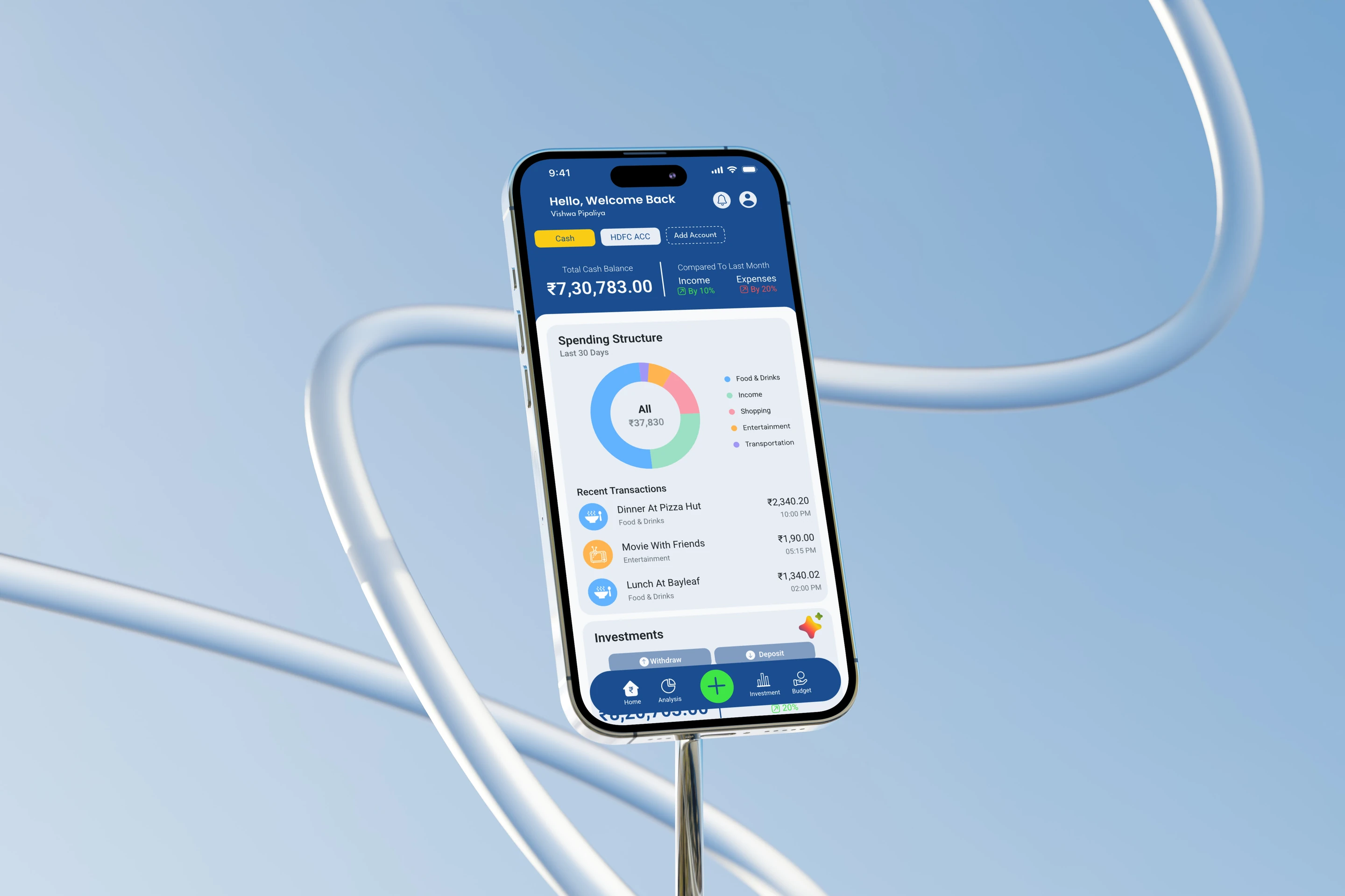 NestUp app dashboard mockup on a phone