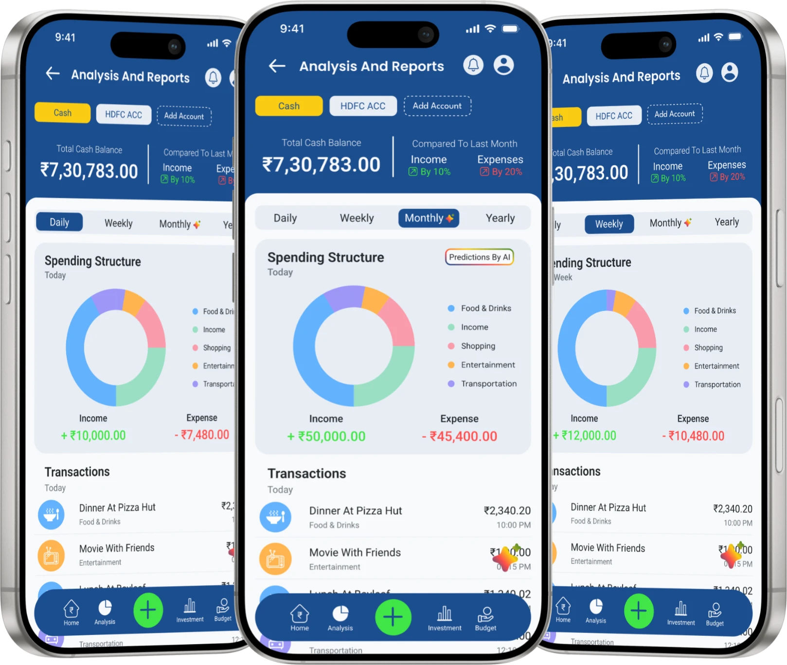 NestUp Analysis and Reports screens