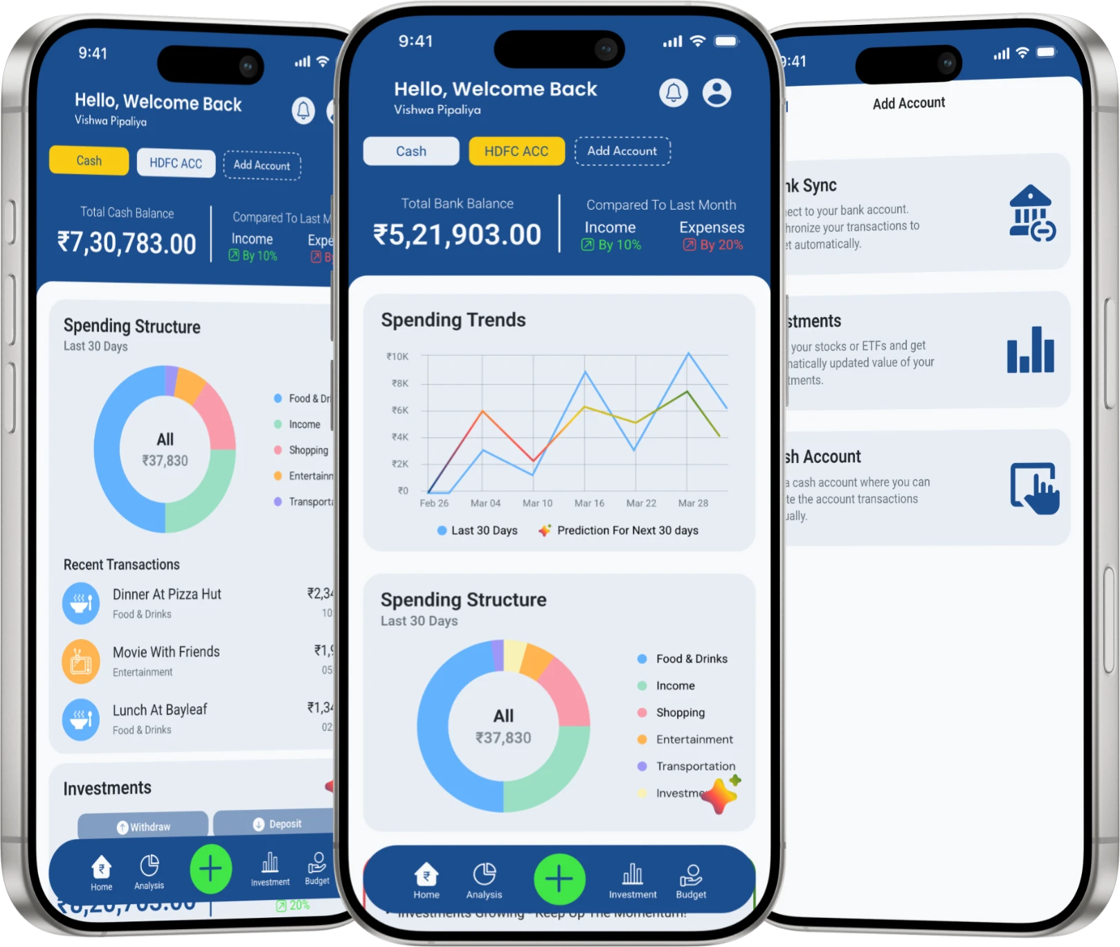 NestUp Home dashboard shown across three phone screens