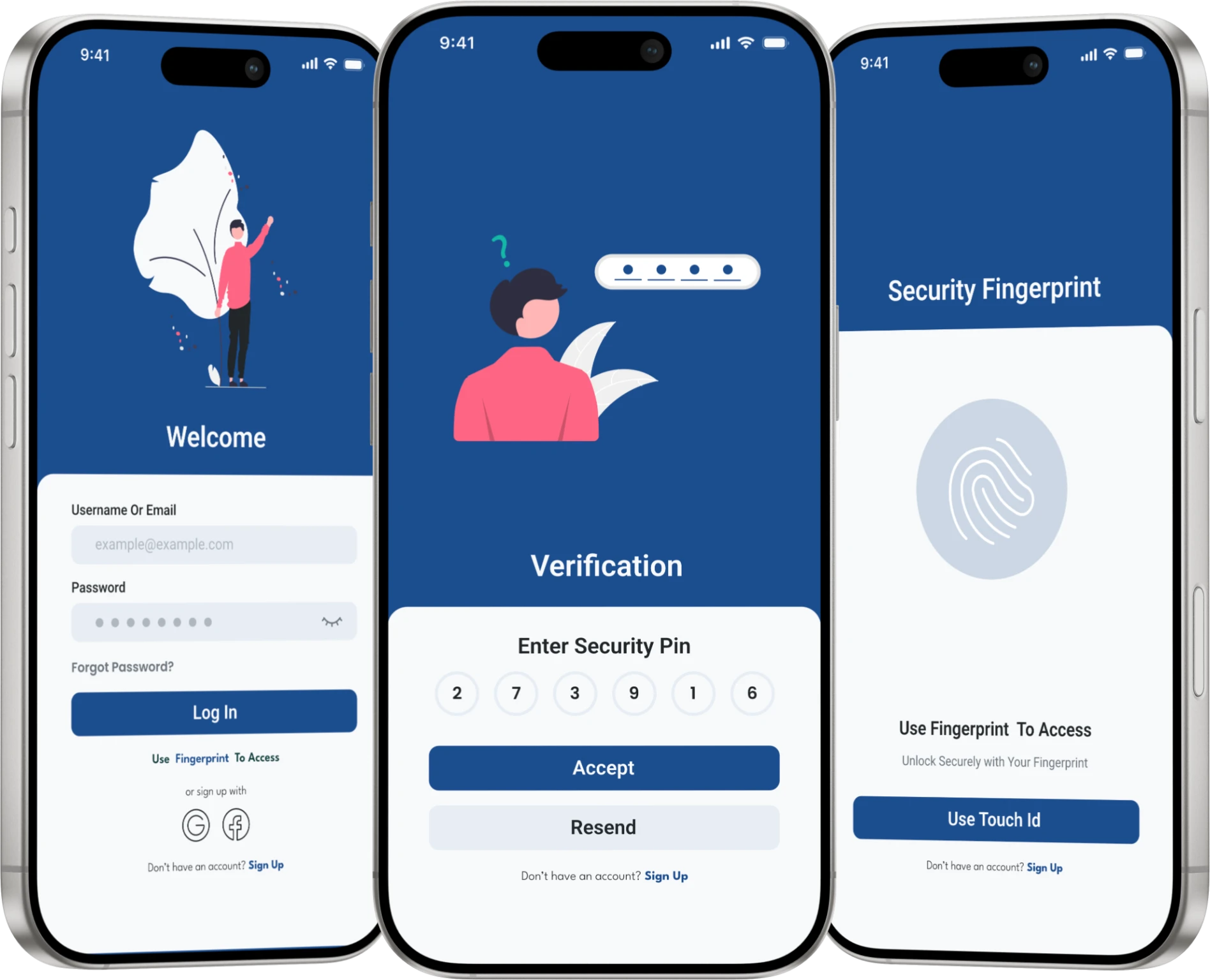 NestUp sign up and login flow