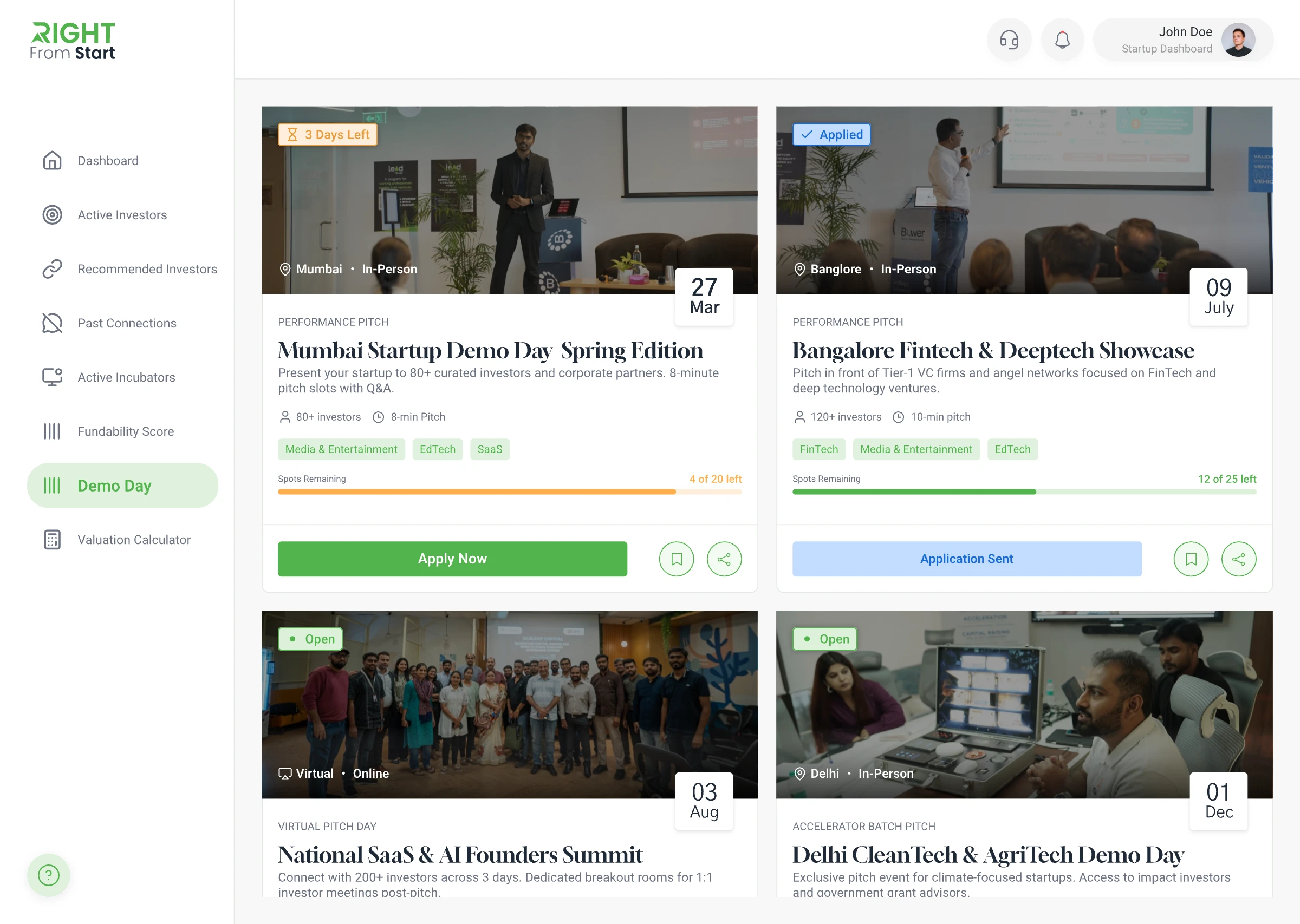 Demo Day screen
