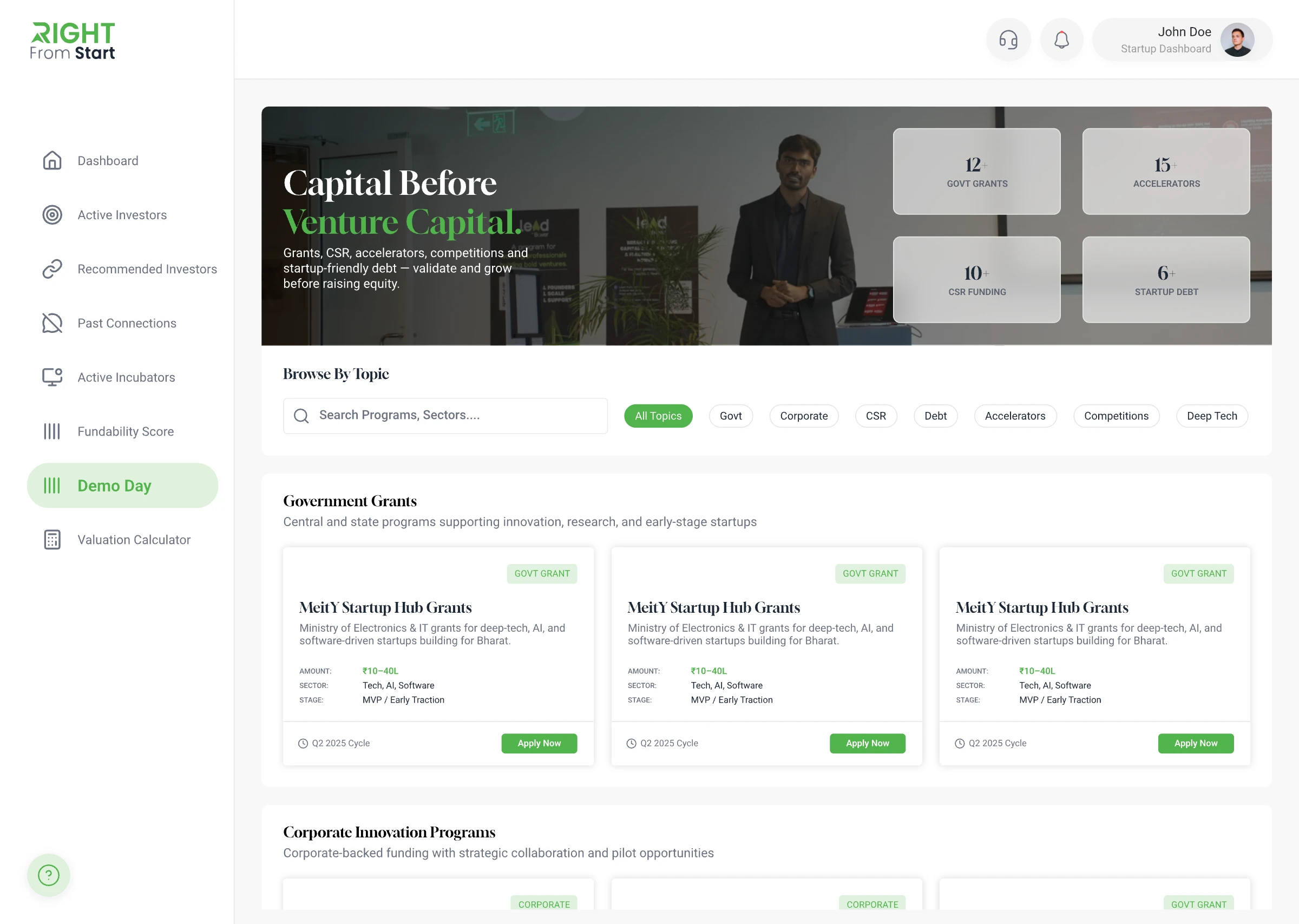 Early Capital Access screen