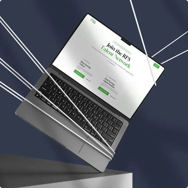 Right From Start platform on laptop mockup